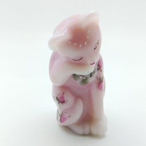 Fenton Art Glass Rosalene Pink Cat